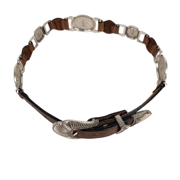 Vintage Brown Leather Concho Belt Western Boho Southwestern Womens Size 26 - Picture 2 of 11